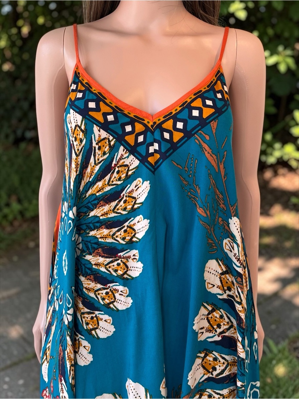 Jealous Tomato Boho Rayon Handkerchief Hem Maxi Dress Beach Cover Up Small - Picture 2 of 8